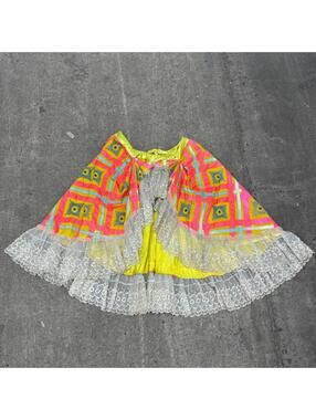 Vintage Broadway Costume 1970s Neon "Kaleidoscope" Soutache Skirt